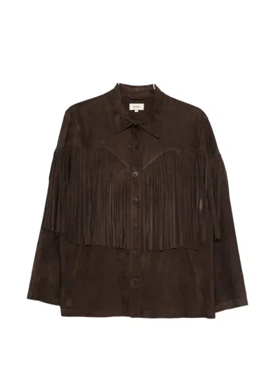 Diega Fringed-detail Suede Shirt In Brown