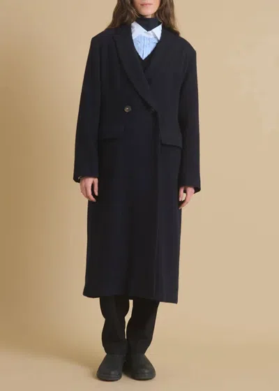 Diega Marno Long Coat In Marine In Blue