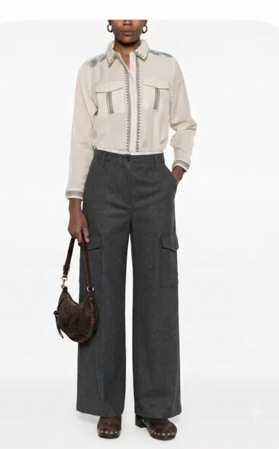 Diega Piorico Wide Leg Cargo Trousers Pants In Anthracite In Gray