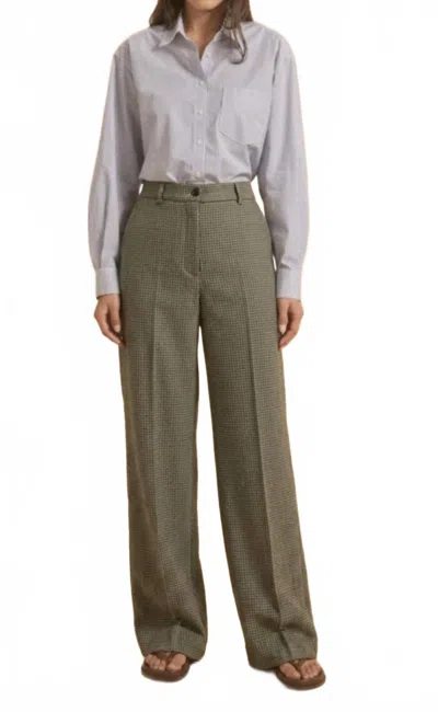 Diega Pomito High Waisted Wide Leg Trouser In Khaki Check In Green