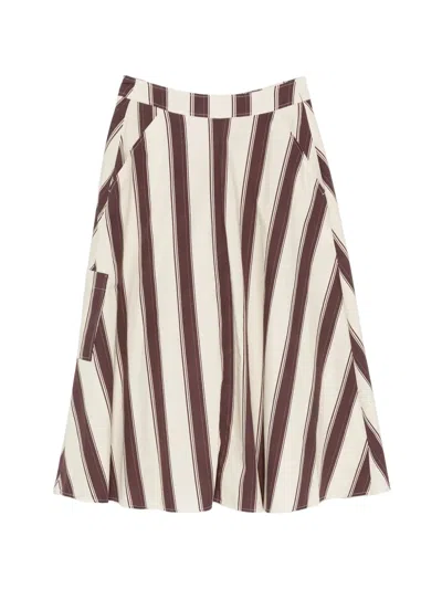 Diega Striped Patch-pocket Skirt In Brown