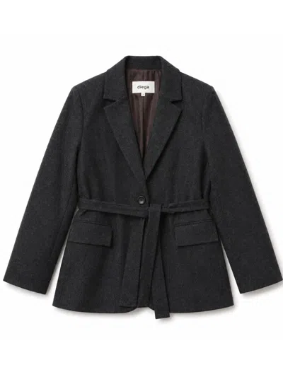 Diega Texture-blend Jacket With Soft Structure In Black