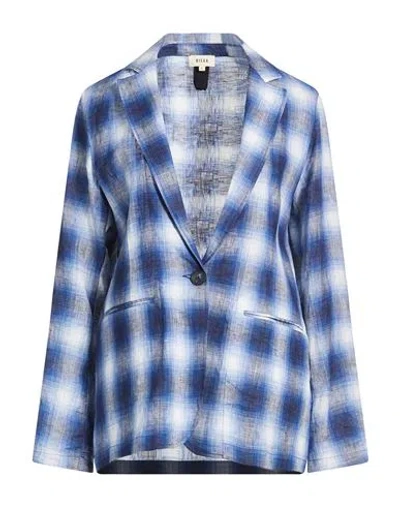 Diega Woman Blazer Blue Size L Linen In Multi