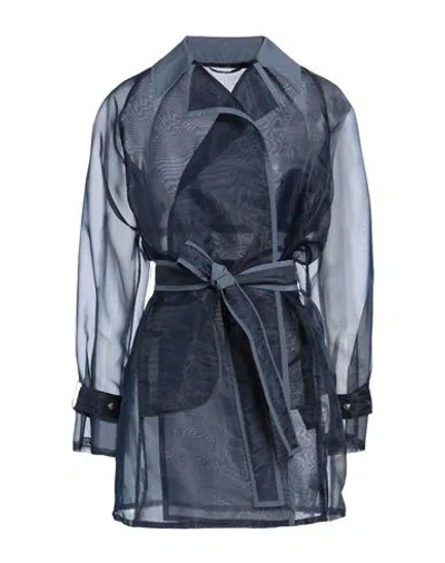 Diego M Woman Overcoat & Trench Coat Navy Size 10 Nylon, Polyester In Navy Blue