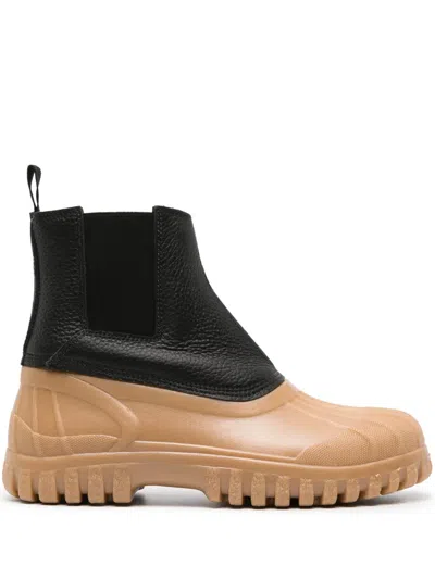 Diemme Balbi Two-tone Leather Ankle Boots In Black