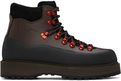 Diemme Brown & Black Roccia Vet Gomma Boots In Mogano Fullgrain