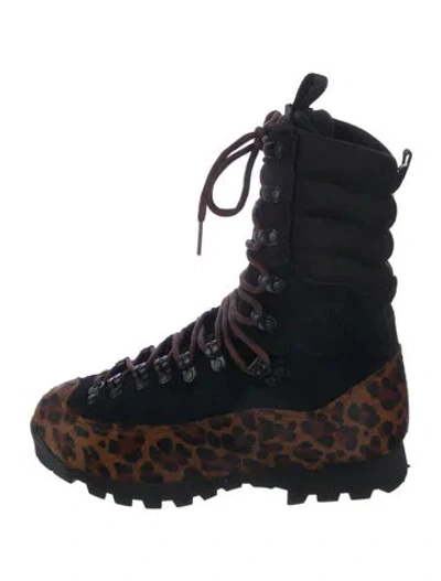 Pre-owned Diemme Calf Hair Animal Print Hiking Boots In Blue