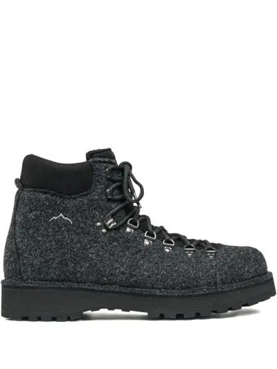 Diemme Felt Lace-up Boots In Gray