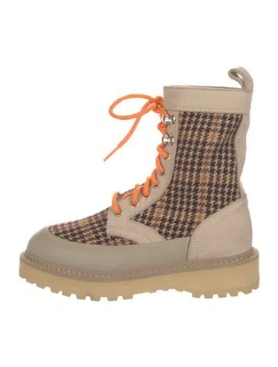 Pre-owned Diemme Houndstooth Print Hiking Boots In Neutral