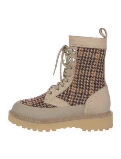 Pre-owned Diemme Houndstooth Print Hiking Boots In Neutral
