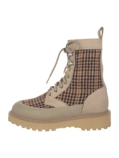 Pre-owned Diemme Houndstooth Print Hiking Boots In Neutral