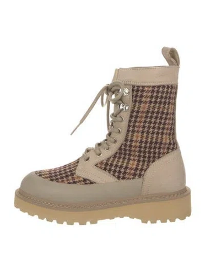 Pre-owned Diemme Houndstooth Print Hiking Boots In Neutral