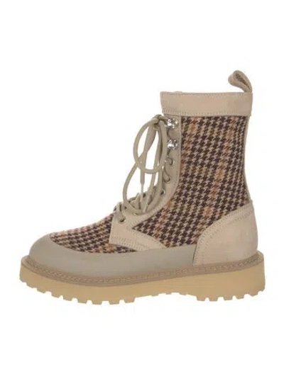 Pre-owned Diemme Houndstooth Print Hiking Boots In Neutral