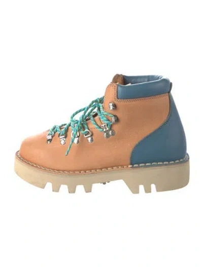 Pre-owned Diemme Leather Colorblock Pattern Boots In Blue