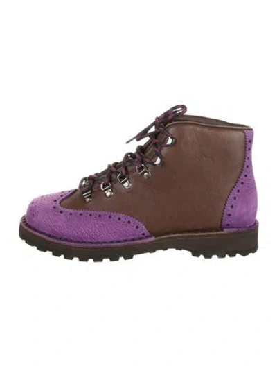 Pre-owned Diemme Leather Scalloped Accent Hiking Boots In Brown
