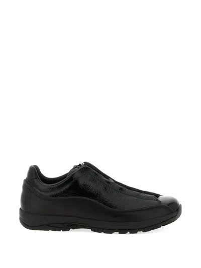 Diemme Crackled Leather Licata Sneakers In Black