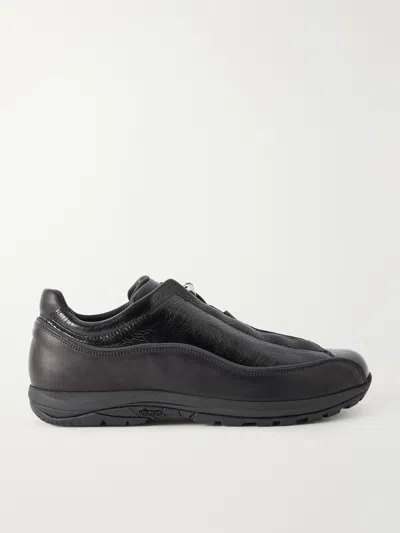 Diemme Crackled Leather Licata Sneakers In Black