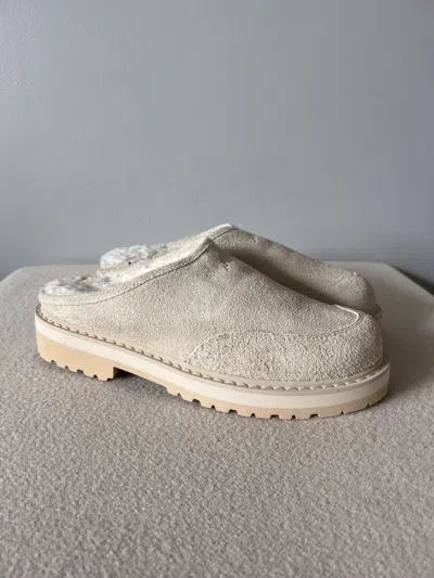 Pre-owned Diemme Maggiore Shearling Mule Shoess In Almond Milk Suede Shoes In Sand