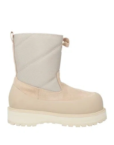 DIEMME DIEMME MAN ANKLE BOOTS BEIGE SIZE 8 LEATHER, TEXTILE FIBERS