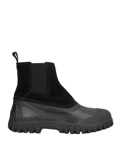 DIEMME DIEMME MAN ANKLE BOOTS BLACK SIZE 9 LEATHER, RUBBER