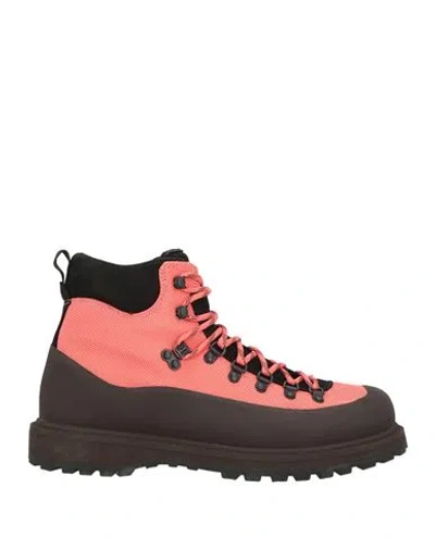 Diemme Man Ankle Boots Coral Size 10 Leather, Textile Fibers In Multi
