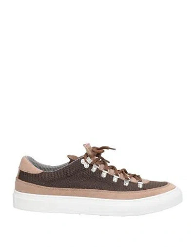Diemme Man Sneakers Chocolate Brown Size 10 Leather, Textile Fibers