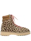 Diemme Monfumo Leopard-print Lace-up Combat Boots In Brown