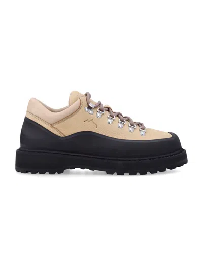 Diemme Platform Suede Hiking Sneakers With Rubber Sole And Extra Laces In Sesame