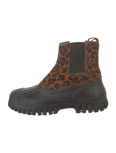 Pre-owned Diemme Ponyhair Animal Print Chelsea Boots In Brown