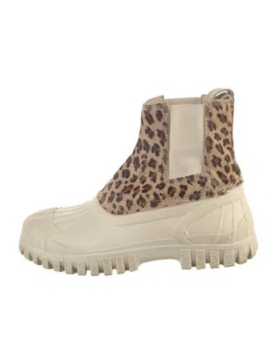Pre-owned Diemme Ponyhair Animal Print Chelsea Boots In Neutrals