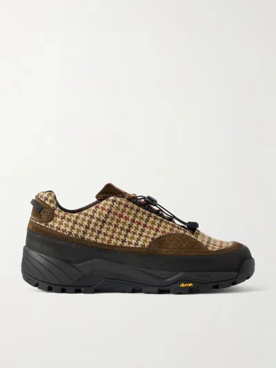 Diemme Rayon Vert Grappa Hiker Suede-trimmed Houndstooth Tweed Sneakers In Multi