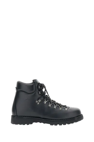 Diemme Rugged Outdoor Lace-up Hiking Boots With Padded Collar In Black