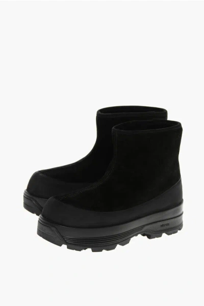 Diemme Solid Color Suede Booties With Sole 6cm In Black