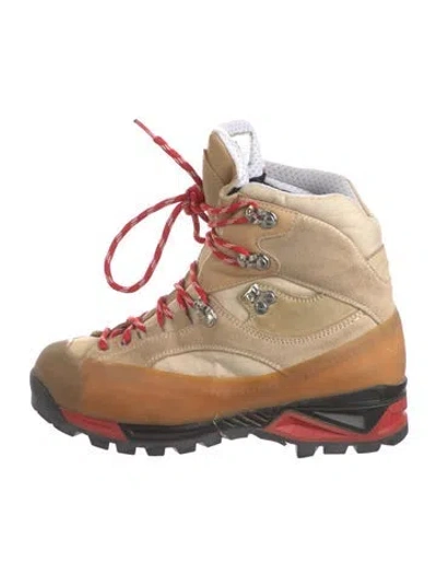 Pre-owned Diemme Suede Colorblock Pattern Combat Boots In Neutral