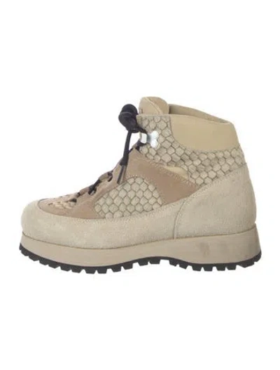 Pre-owned Diemme Suede Patterned Hiking Boots In Neutral