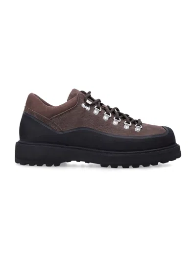 Diemme Unisex Wax-treated Suede Platform Hiking Sneakers With Extra Laces In Dark Fellow