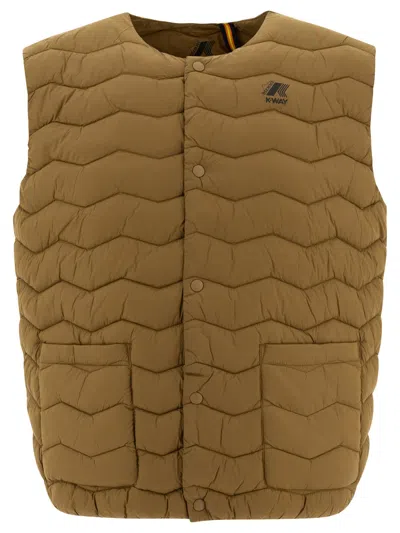 Diemme Men's "valty"x K-way Vest Jacket In Brown