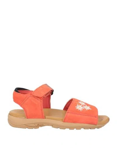 Diemme Woman Sandals Tomato Red Size 8 Leather In Orange