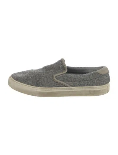 Pre-owned Diemme Wool Leather Trim Embellishment Loafer Sneakers In Silver