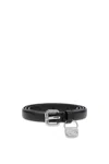 DIESEL SLIM LEATHER BELT WITH 1DR BAG CHARM