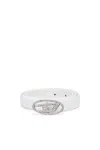 Diesel Adjustable Belt With Embellished Oval Buckle In White