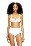 Diesel Ufsb Oval D-rib Cotton Bra In White