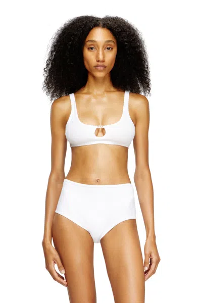 Diesel Ufsb Oval D-rib Cotton Bra In White