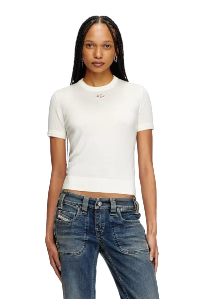 Diesel Short-sleeve Jumper In Wool In White