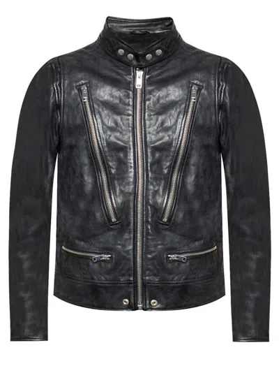 Pre-owned Diesel - Mens Lamb Leather Jacket In Black - Hardstyle - Xl Xlarge