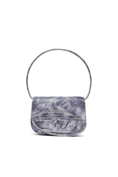 Diesel 1dr-iconic Shoulder Bag In Shimmer Fabric In Blue
