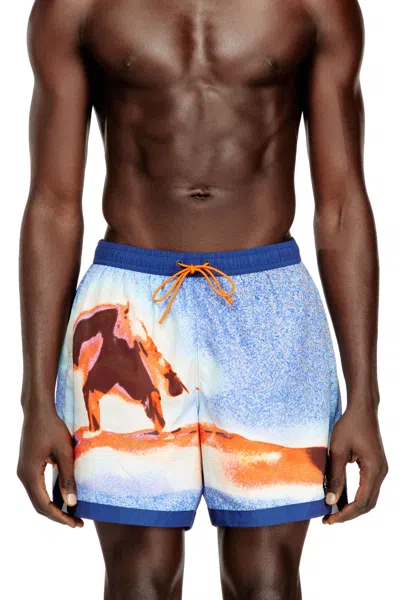 Diesel Printed Swim Shorts In Multi