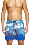 Diesel Mid-length Swim Shorts With Graphic Print In Blue