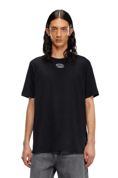 DIESEL T-SHIRT WITH METALLIC OVAL D