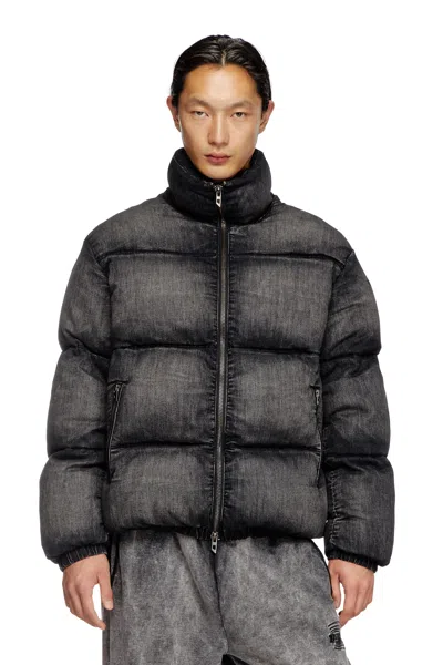DIESEL FADED DENIM PUFFER JACKET